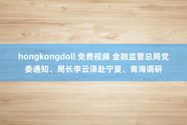 hongkongdoll 免费视频 金融监管总局党委通知、局长李云泽赴宁夏、青海调研