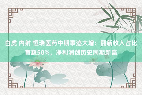 白虎 内射 恒瑞医药中期事迹大增：翻新收入占比首超50%，净利润创历史同期新高