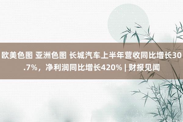 欧美色图 亚洲色图 长城汽车上半年营收同比增长30.7%，净利润同比增长420% | 财报见闻