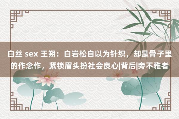 白丝 sex 王朔：白岩松自以为针织，却是骨子里的作念作，紧锁眉头扮社会良心|背后|旁不雅者